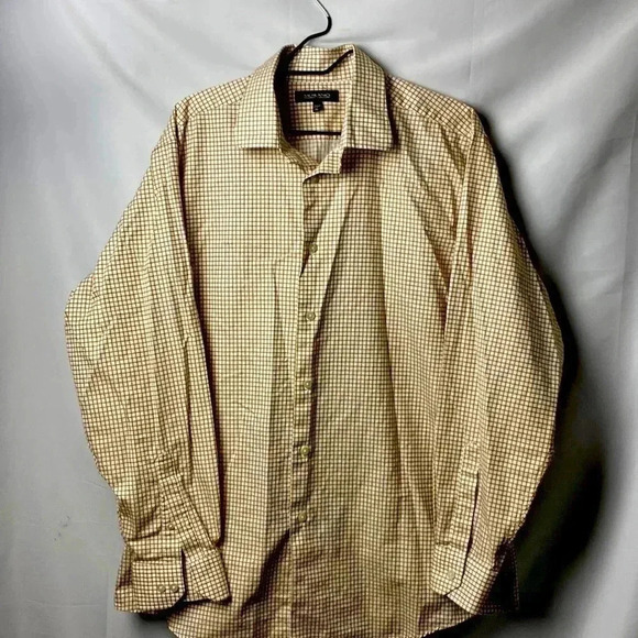 MURANO MENS SIZE XL 100% COTTON BUTTON BOWN LONG SLEEVE HARVEST GOLD PLAID - Picture 1 of 12
